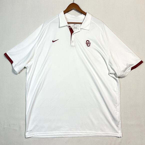 Nike Oklahoma Sooners Dri-FIT Polo Shirt Men's White College Fan - Size 3XL - Picture 2 of 8